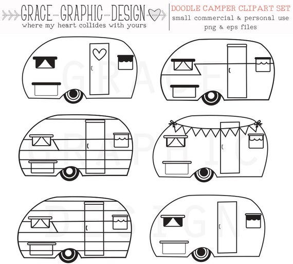 570x513 Camper Clipart Retro Camper Clipart Vector Clipart Etsy