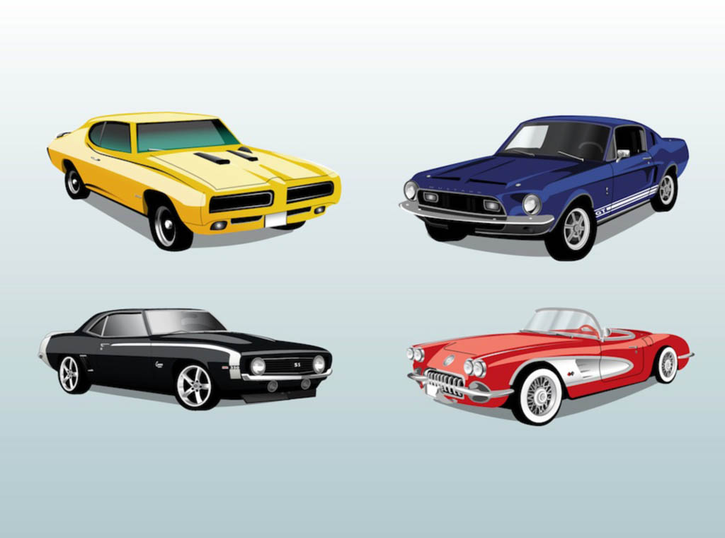 1024x760 Retro Cars Vector Vector Art Graphics