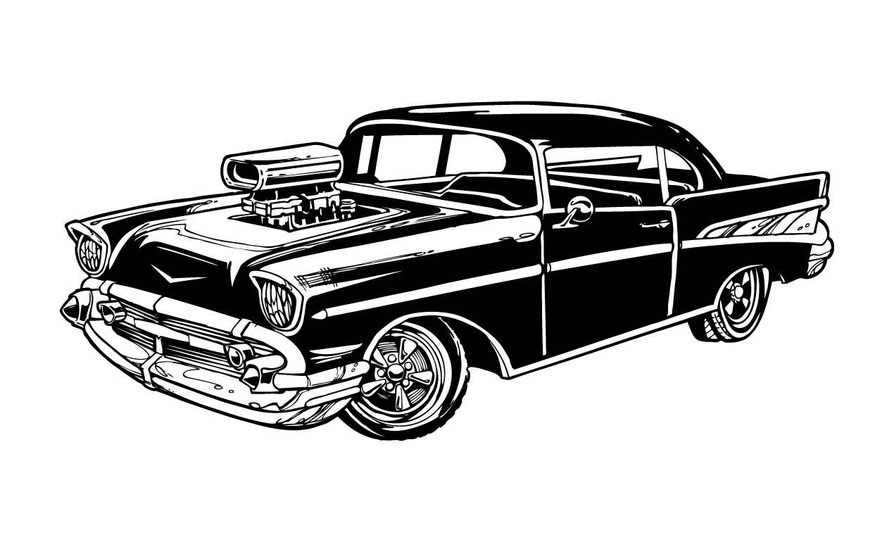 1270x770 Classic Car Vector Drawing Images