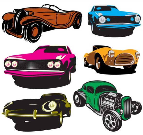 588x553 Colored Retro Car Vector Material Free Download