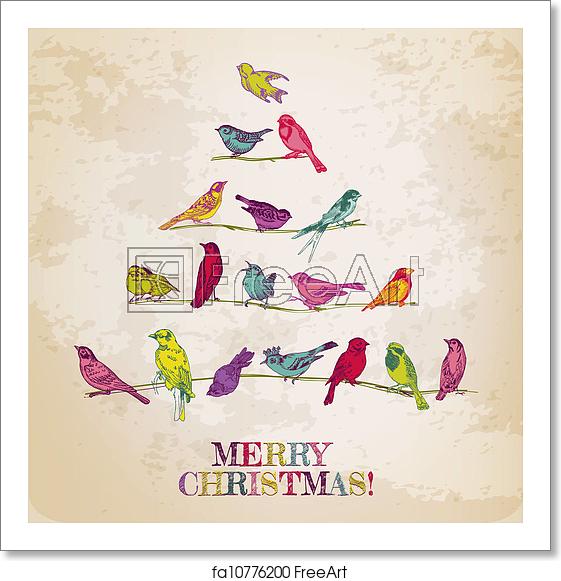 561x581 Free Art Print Of Retro Christmas Card