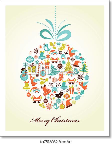 450x580 Free Art Print Of Retro Christmas Background With The Xmas Ball