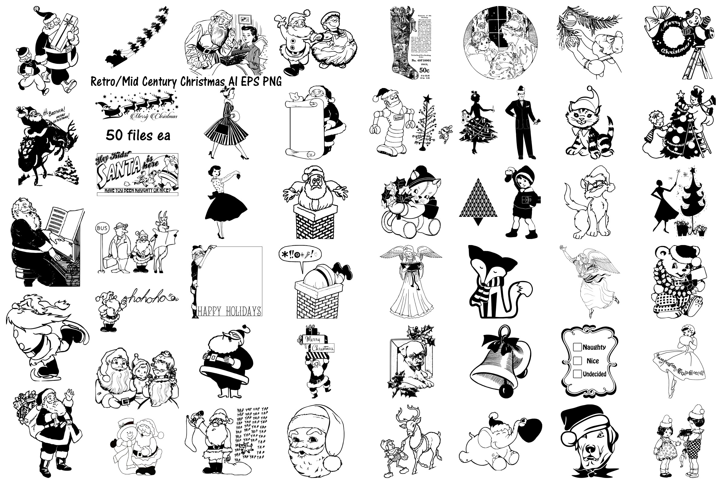 2400x1600 Mid Century Retro Christmas Vector Atomic Age