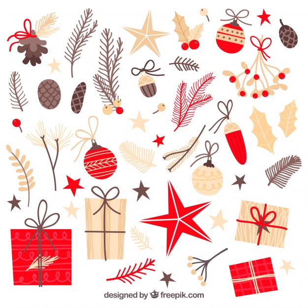 626x626 Pack Of Retro Christmas Elements In Flat Design Vector Free Download