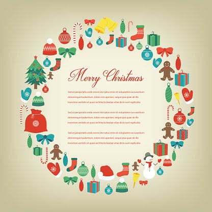 416x416 Retro Christmas Card With Christmas Vector Stock Vectors