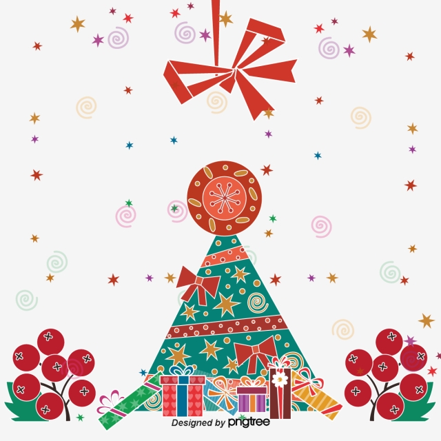 640x640 Retro Christmas Decorations, Bow, Green Leaves, Red Fruit Png