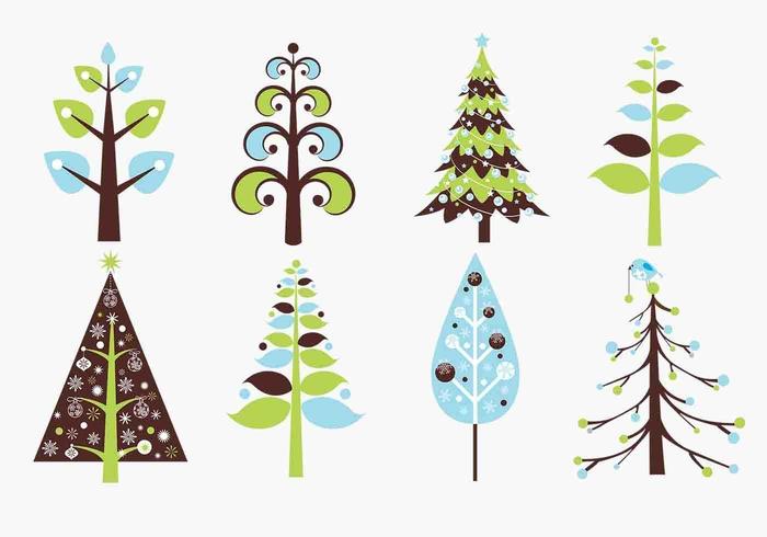 700x490 Retro Christmas Tree Vector Pack