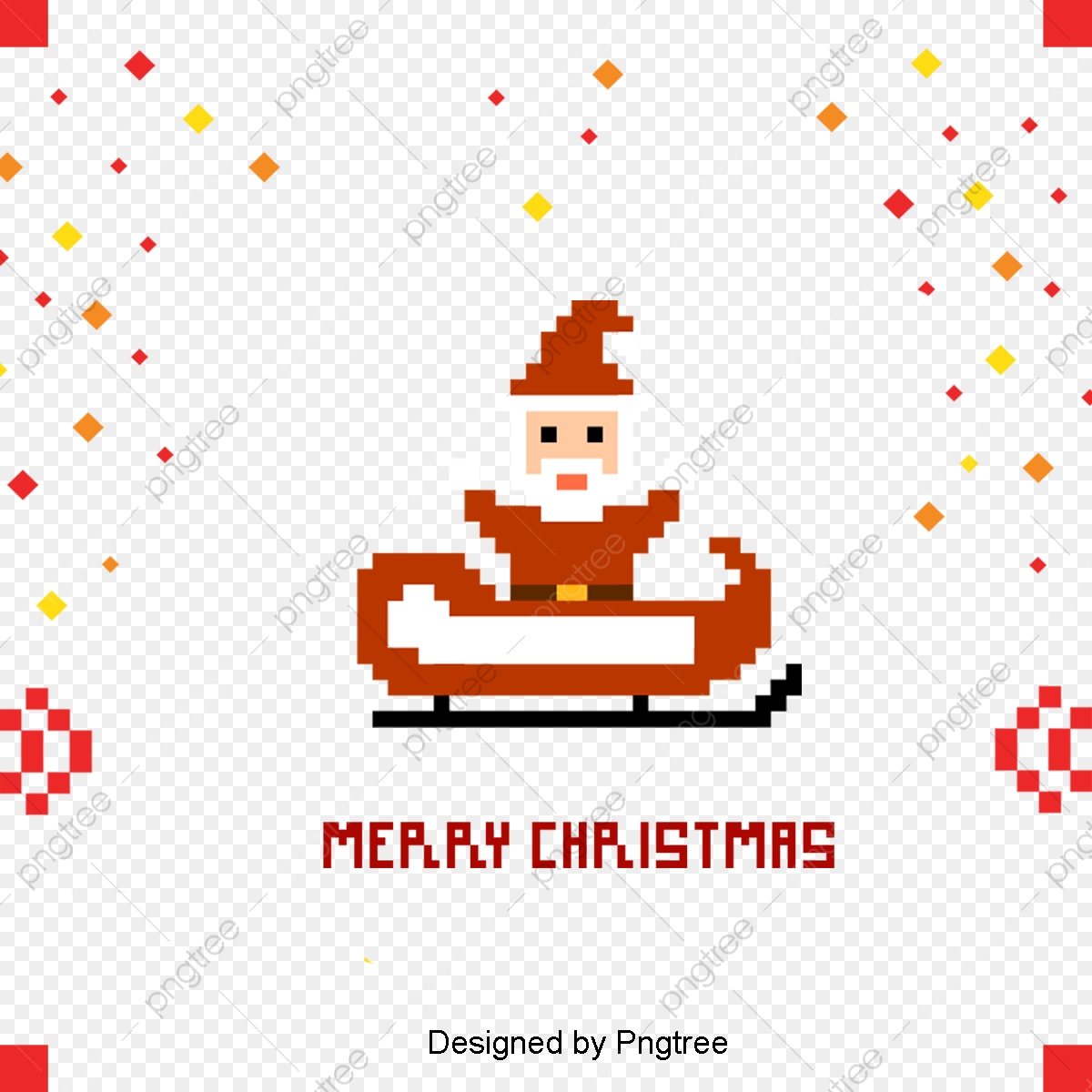 1200x1200 Cute Retro Christmas Pixel Vector Illustration, Santa Claus
