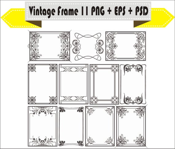 570x486 Frames Frame Floral Flowers Vector Vintage Retro Clipart Png Etsy