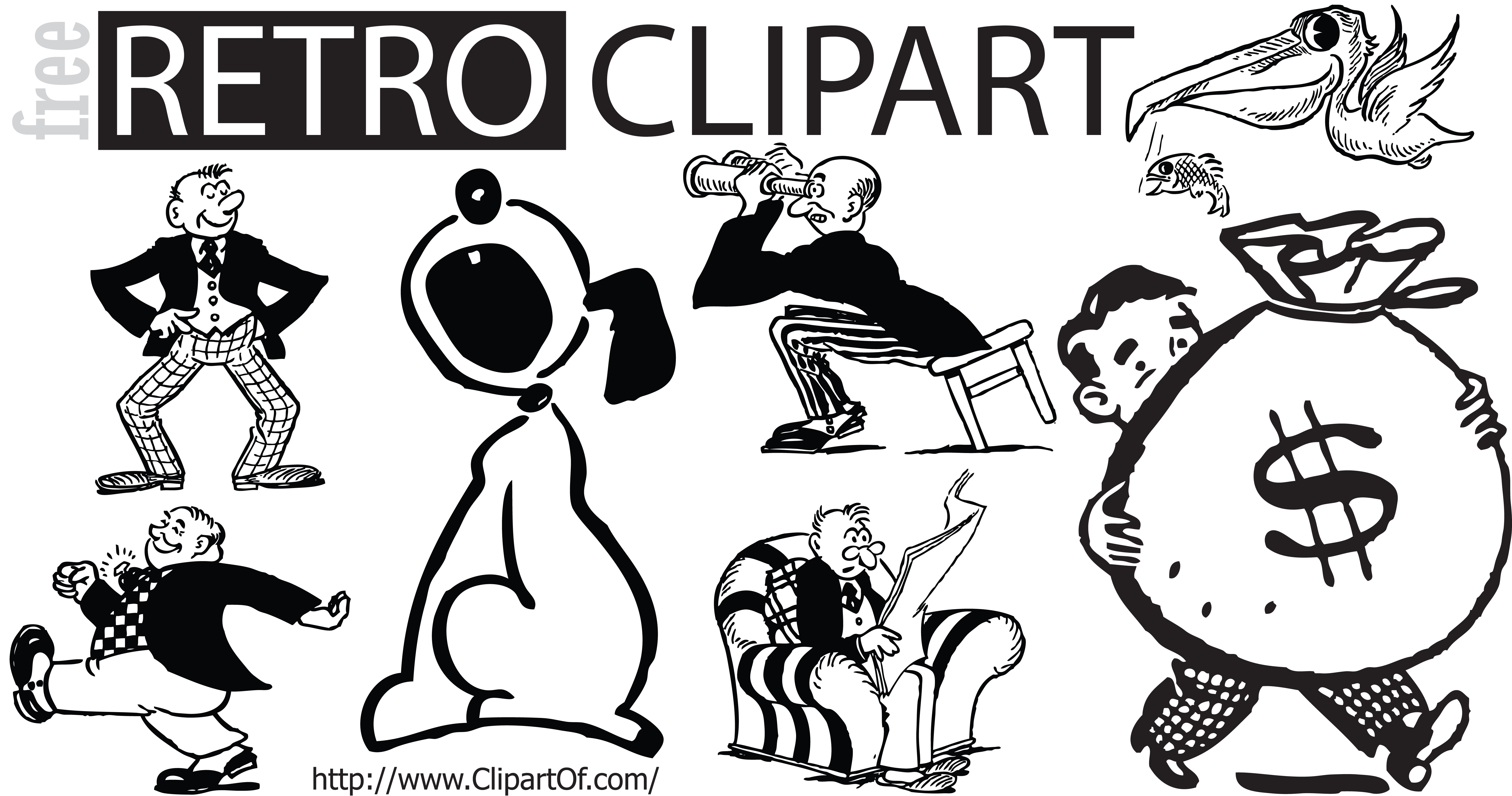 6000x3161 Free Retro Clip Art