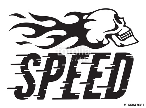 500x370 Speed Retro Vector Design With Speed Lines And Flaming Skull