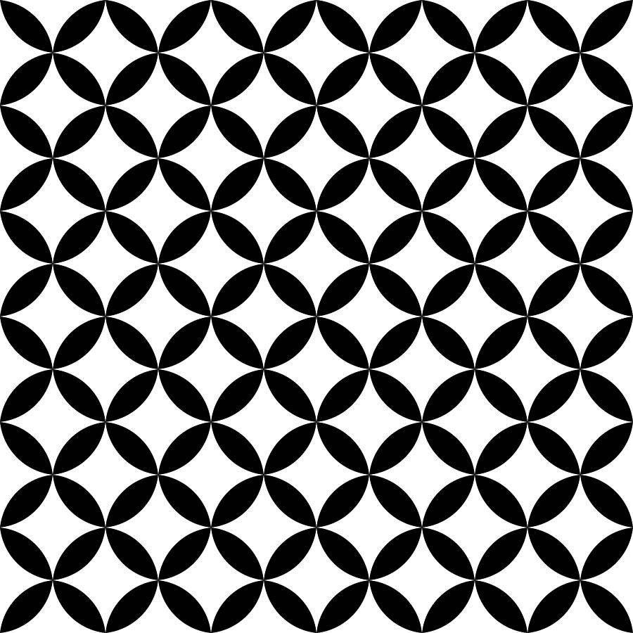 900x900 Black And White Overlapping Circles Abstract Retro Design