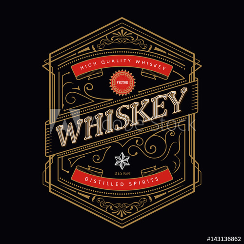 500x500 Whiskey Antique Frame Vintage Border Engraving Western Retro Label