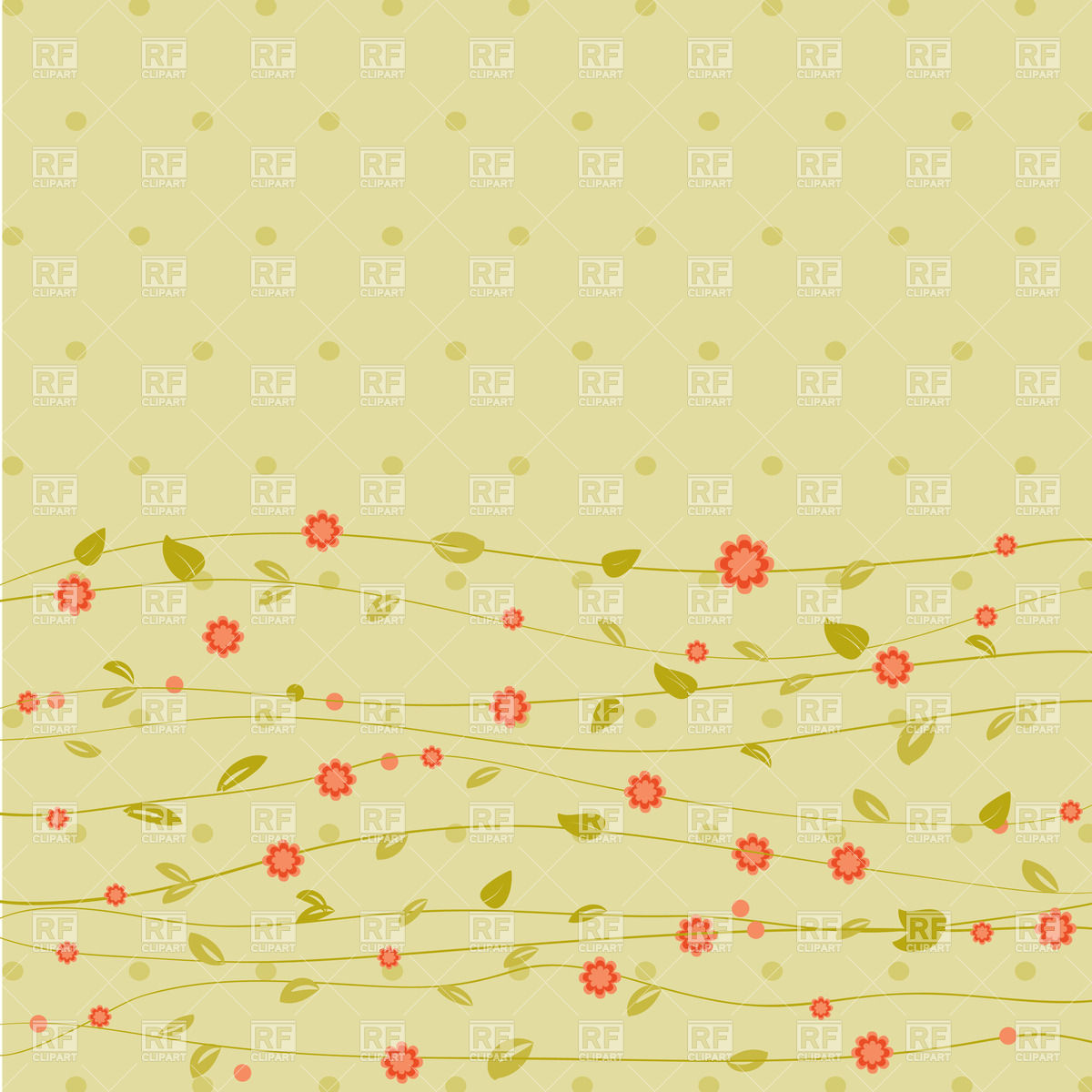 Brown Retro Floral Background With Wavy Lines Vector Image 1200x1200 Brown Retro Floral Background With Wavy Lines Vector Image