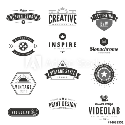 500x500 Vintage Retro Logos Labels Vector Typography Logo
