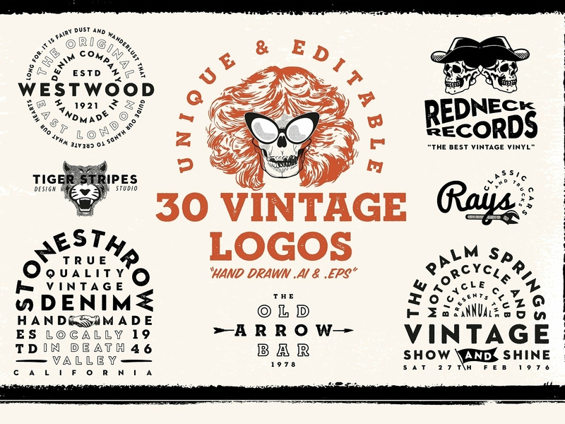 800x600 Vintage Retro Logo Templates