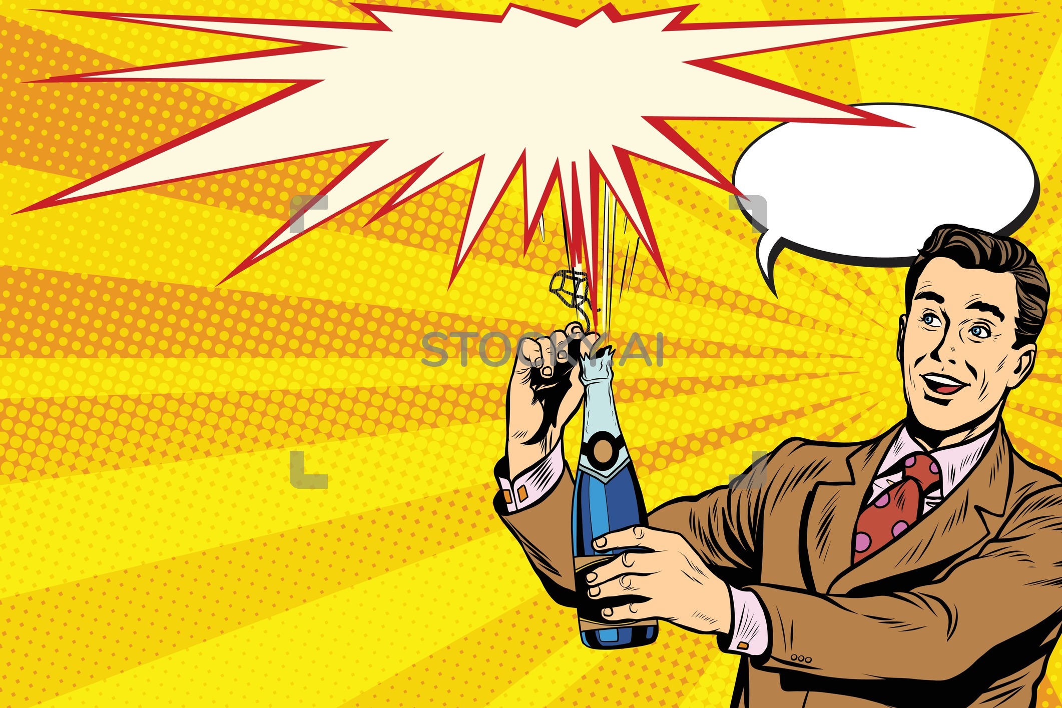 2122x1415 Image Of Retro Man Opens Champagne Party Celebration Holiday