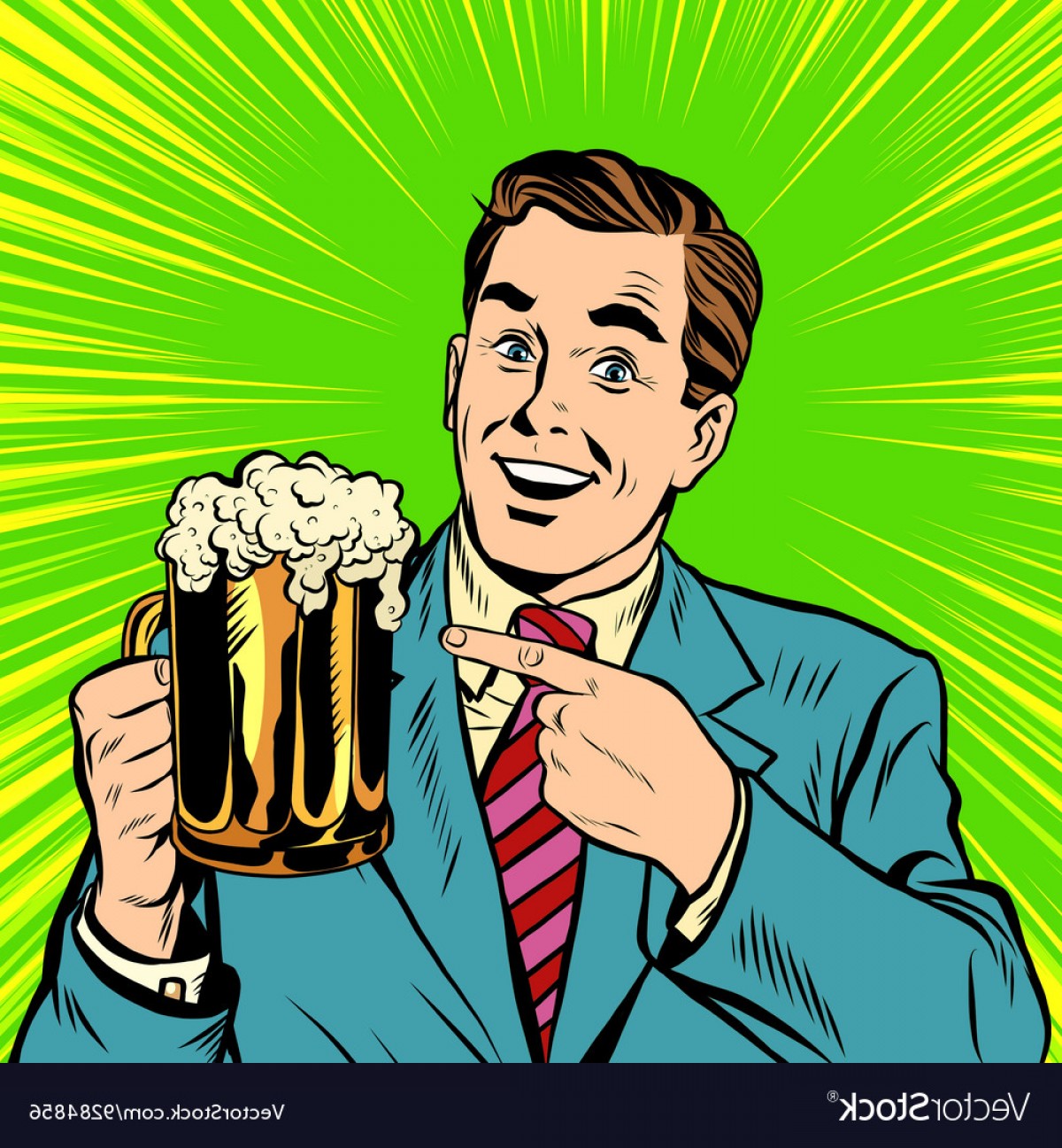 1200x1296 Retro Man With A Beer Pop Art Vector Soidergi