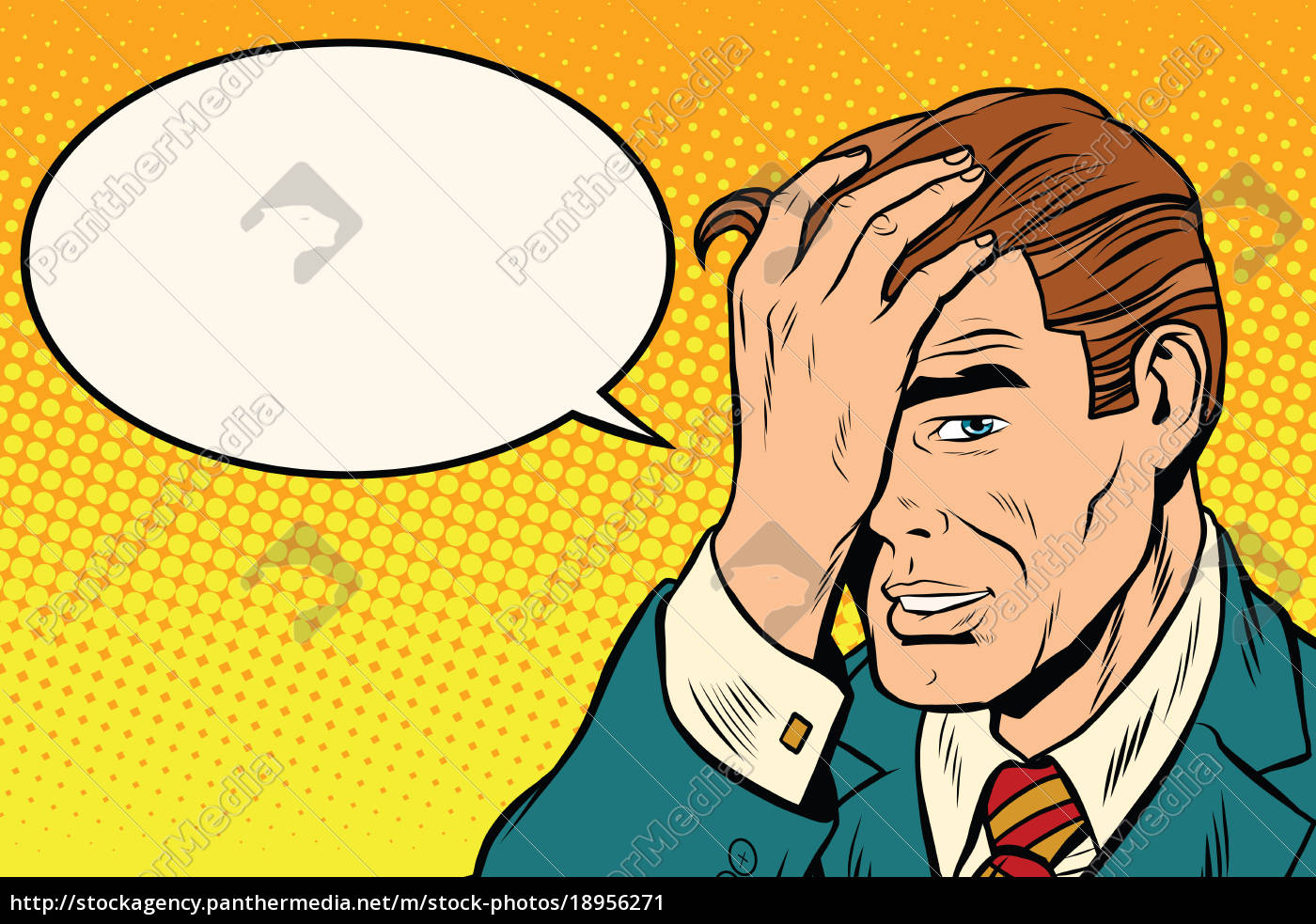 1400x983 Retro Man Remembered Something, Comic Bubble