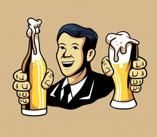 626x547 Vector Illustration Of Retro Man Offering Beer Vector Premium