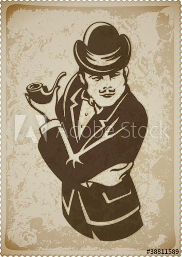 354x500 Retro Man In Suit With Pipe Vector Illustration