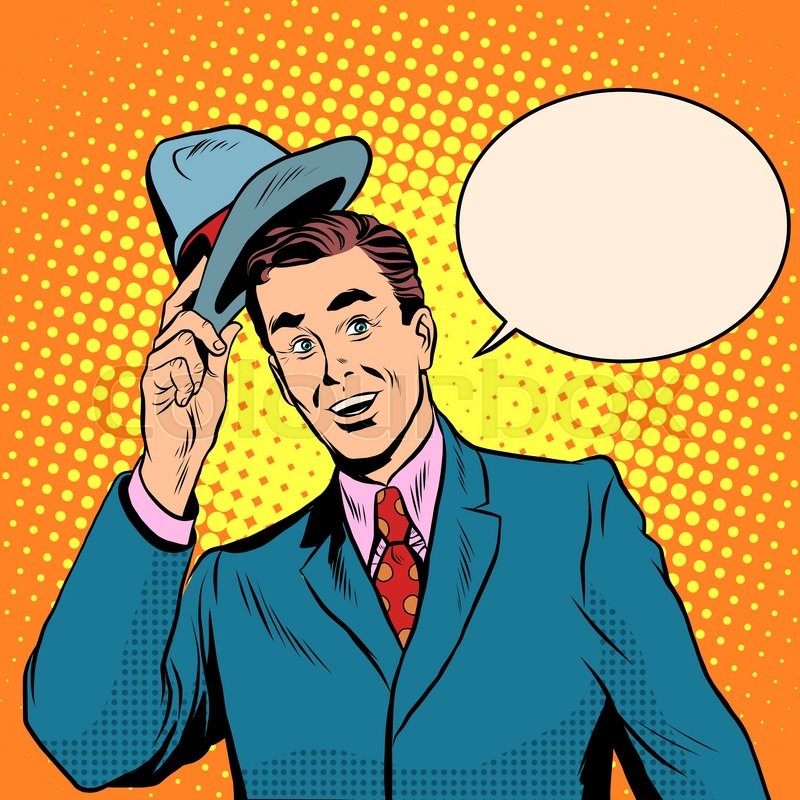 800x800 Hello Welcomes The Man Raises His Hat Stock Vector Colourbox