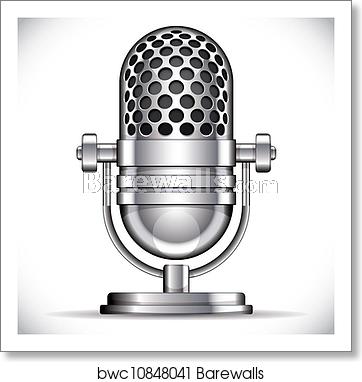 362x382 Retro Microphone, Art Print Barewalls Posters Prints