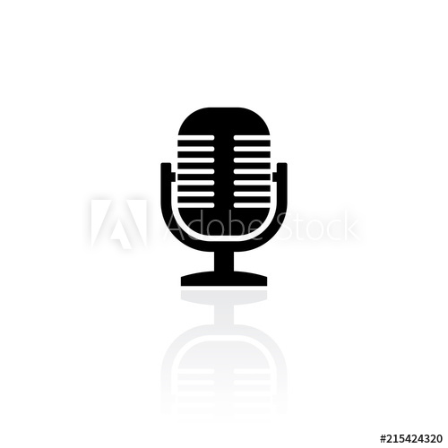 500x500 Retro Microphone Vector Silhouette Icon