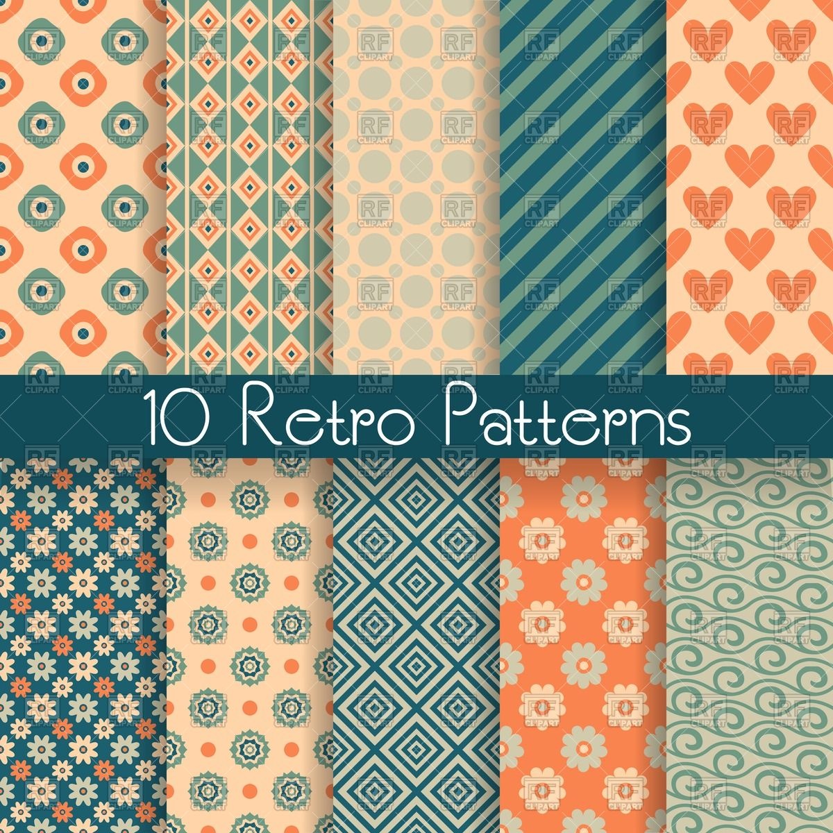 Collection Of Seamless Retro Patterns Vector Image Of Backgrounds 1200x1200 Collection Of Seamless Retro Patterns Vector Image Of Backgrounds