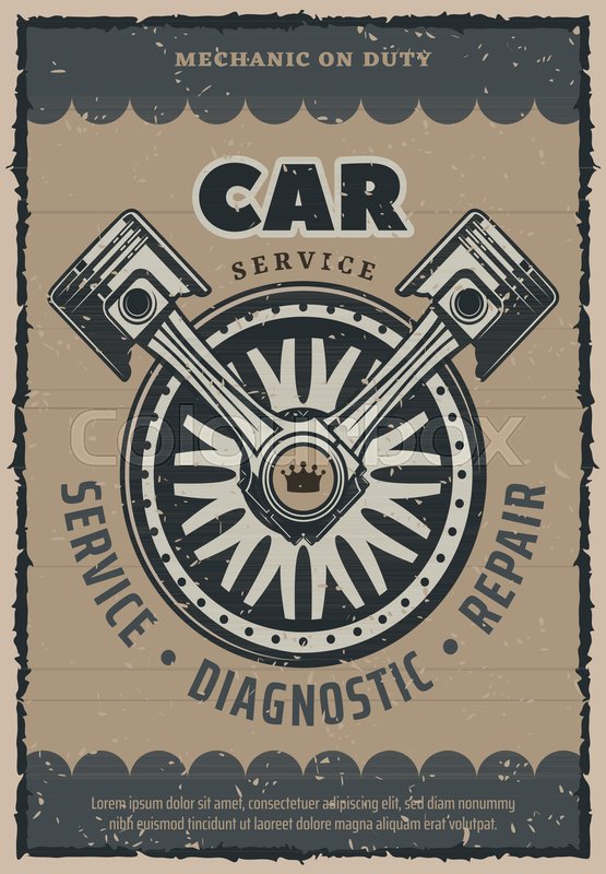 555x800 Car Repair Service Retro Poster Stock Vector Colourbox