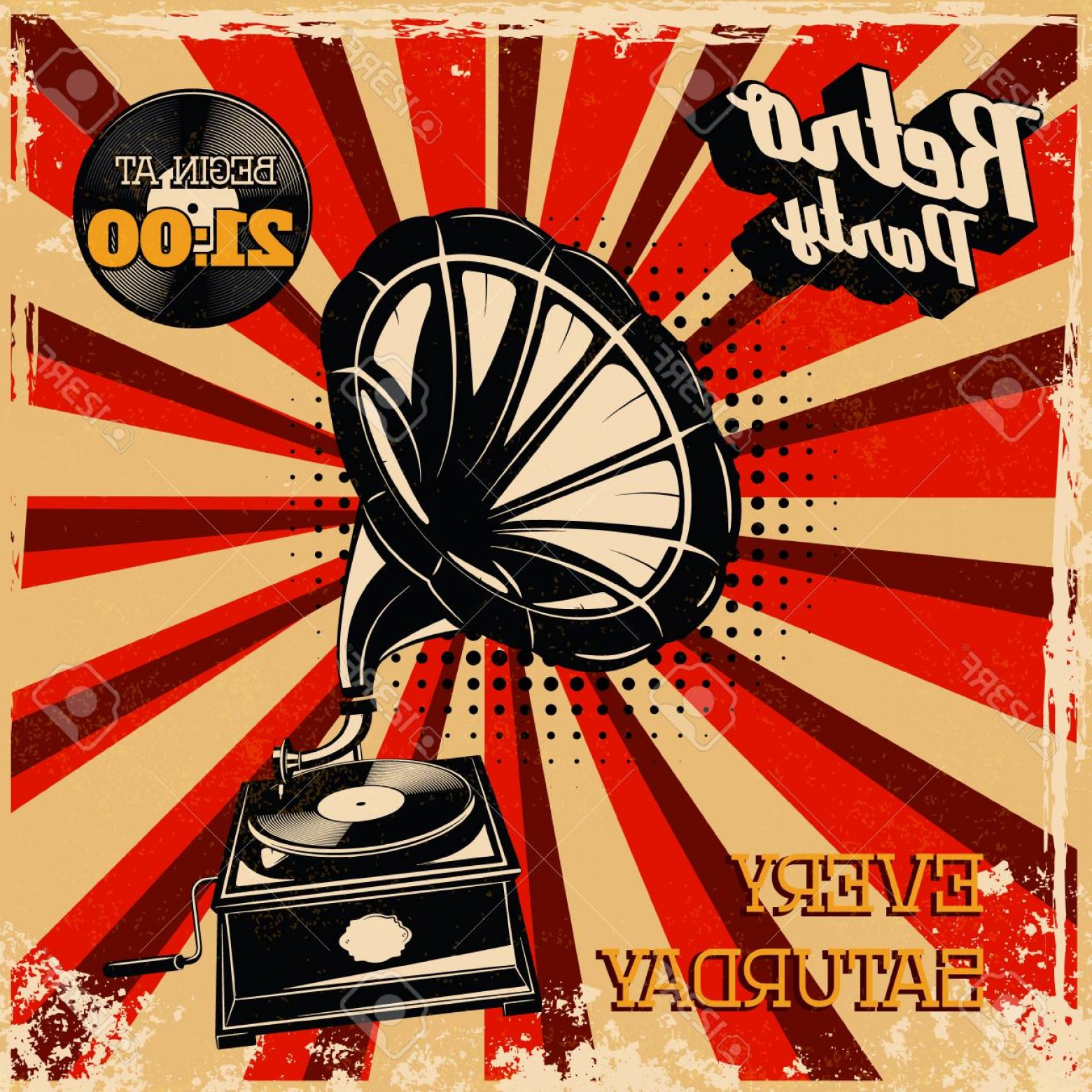 1560x1560 Photostock Vector Retro Party Vintage Poster Template Vintage