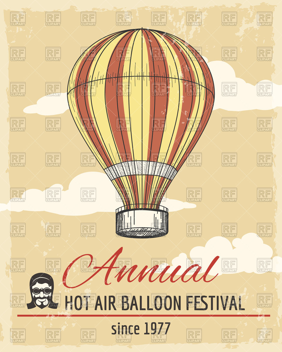 960x1200 Annual Hot Air Balloon Festival Retro Poster Vector Image