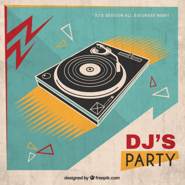 626x626 Retro Dj's Party Poster Vector Free Download