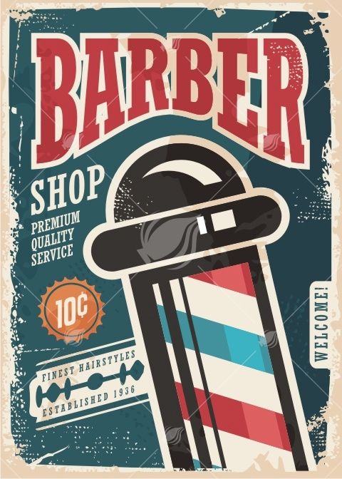 480x672 Barber Shop Retro Poster Vector Image Vintage Posters