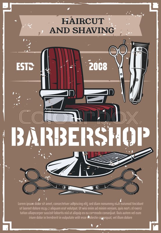 554x800 Barbershop Salon Retro Poster Vector Stock Vector Colourbox