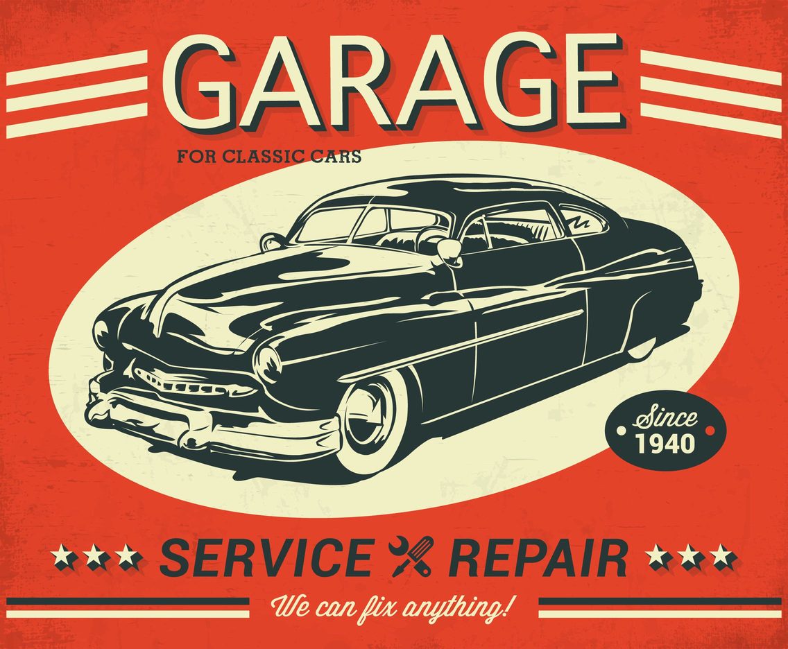 1136x936 Car Service Retro Vector Poster Vector Art Graphics