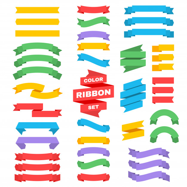 626x626 Retro Text Ribbon Banners In Flat Style Vector Colored Ribbon