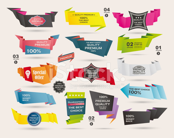 556x440 Set Of Retro Ribbons And Labelsorigami Banners,vector Illustr