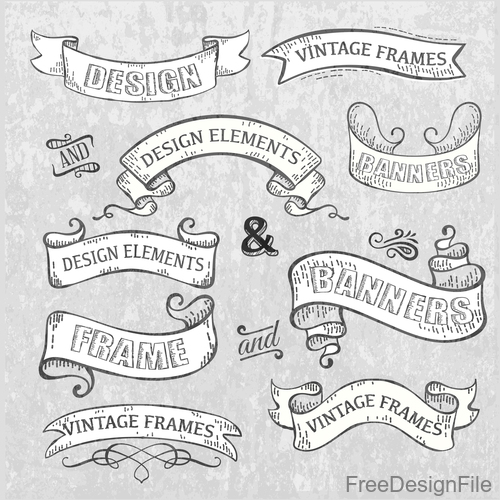 500x500 Vintage With Retro Ribbon Banners Vector Free Download