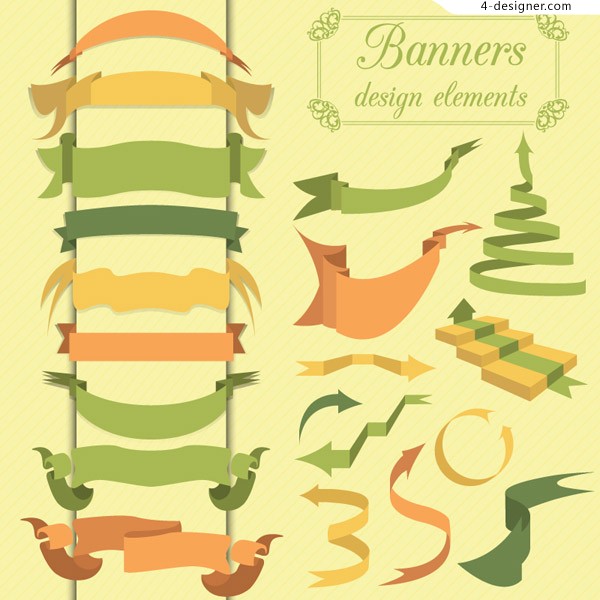 600x600 Designer Retro Ribbon Banner Vector Material