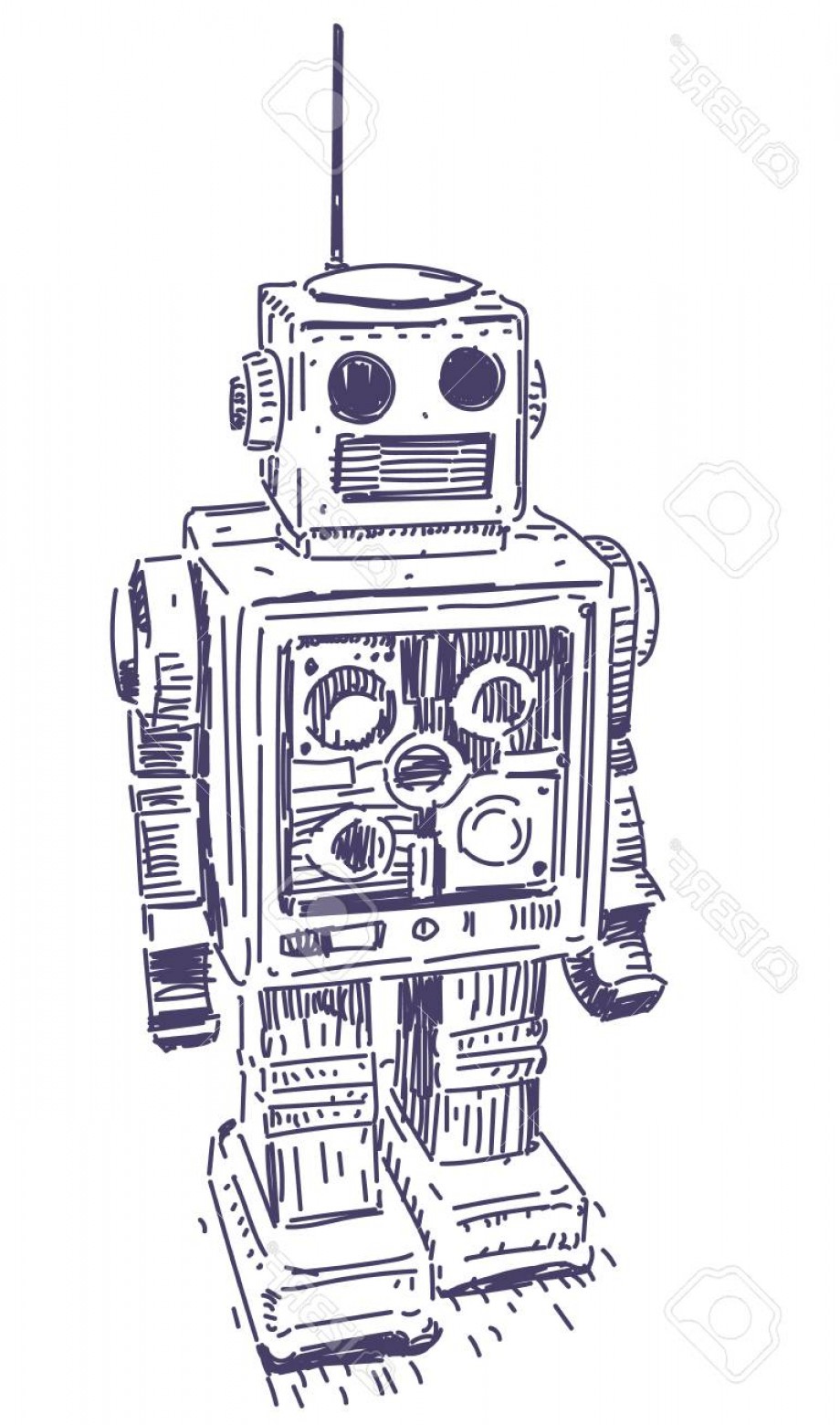 Photostock Vector Retro Robot Vector Realistic Hand Drawing Sketch 920x1560 Photostock Vector Retro Robot Vector Realistic Hand Drawing Sketch