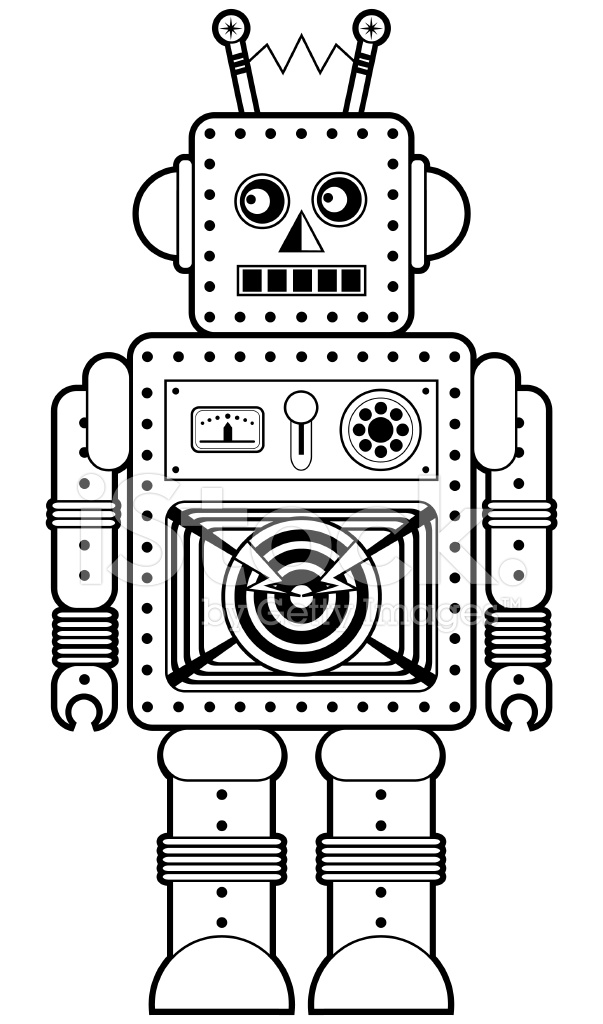 Картинка черно белая робот