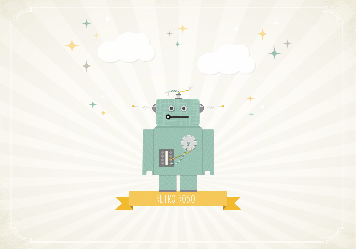 Retro Robot Free Vector Art 1400x980 Retro Robot Free Vector Art