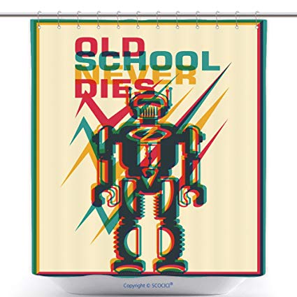 Vanfan Durable Shower Curtains Retro Poster Robot 425x425 Vanfan Durable Shower Curtains Retro Poster Robot
