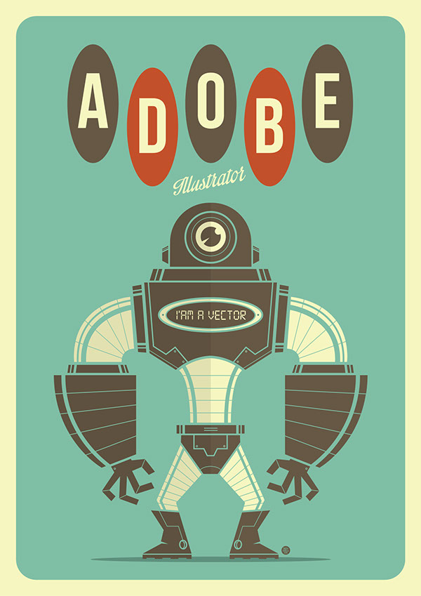 Retro Robot Vector On Behance 600x849 Retro Robot Vector On Behance