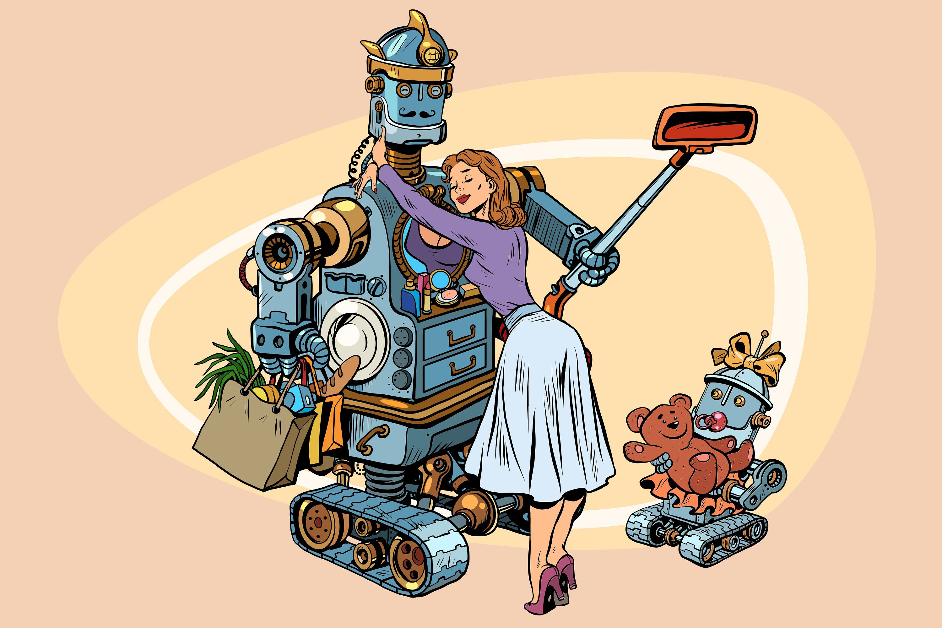Папа она робот. Робот пылесосит картинка. Робот иллюстрация для детей. Робот папа картинки. Робот будущего иллюстрация.