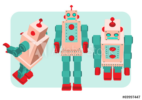 Retro Robot Vector Illustration 500x354 Retro Robot Vector Illustration