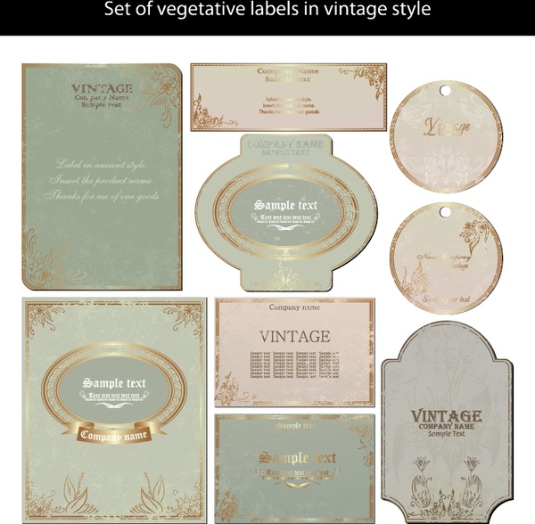 600x588 Labels Templates Shiny Retro Shapes Decor Free Vector