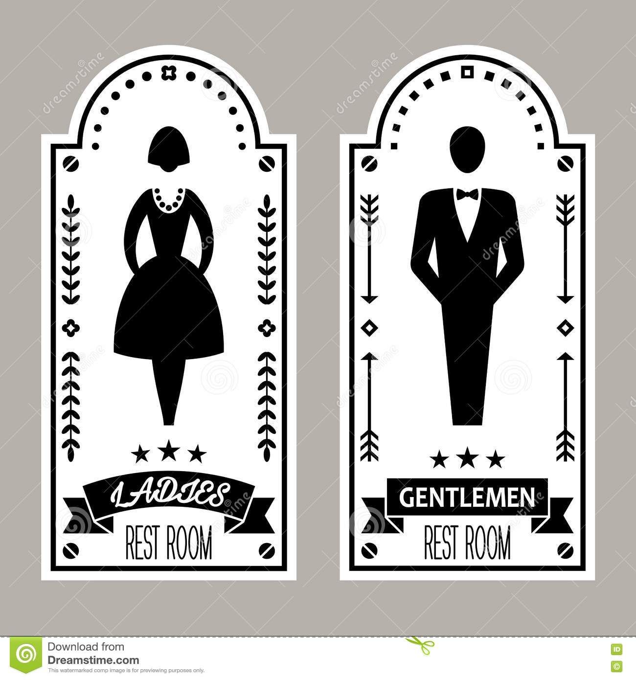 1300x1390 Photo About Restroom Premium Retro Signs Vector Lady Gentleman