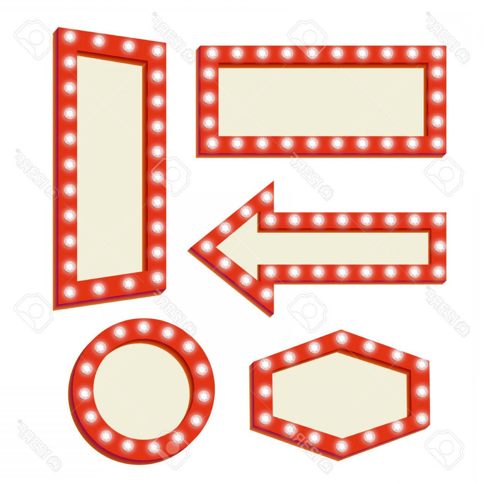 1560x1560 Photostock Vector Retro Sign With Lights Red Frame With Neon